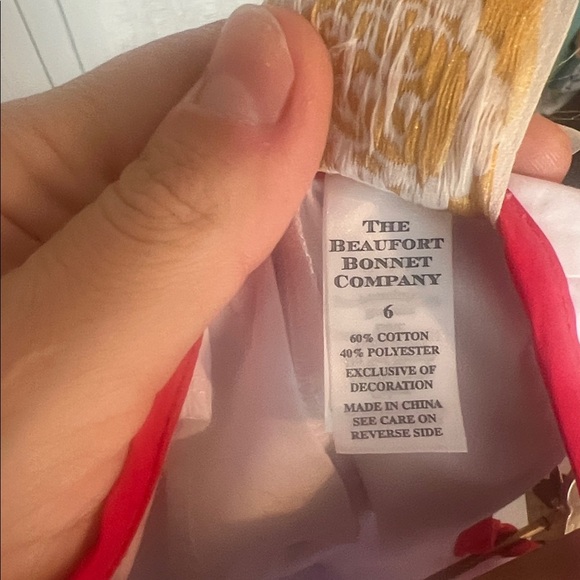 The Beaufort Bonnet Company White Dress with Blue Stars and Red Trim - Picture 2 of 6